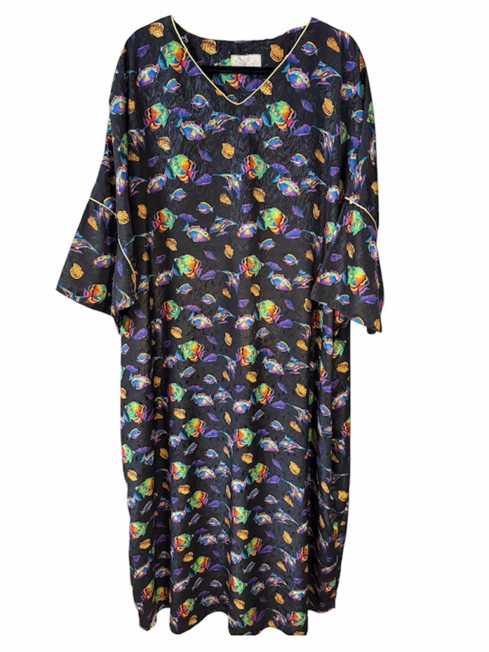 Vintage Under The Sea Fish & Shell Pool Beach Caftan - Plus Size/OSFM